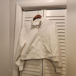 White 3/4 zip up